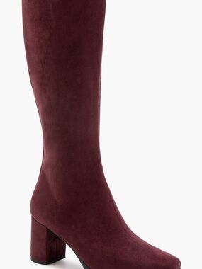 AEROSOLES Women's Tall Block Heel Boot in Burgandy Suede 8.5